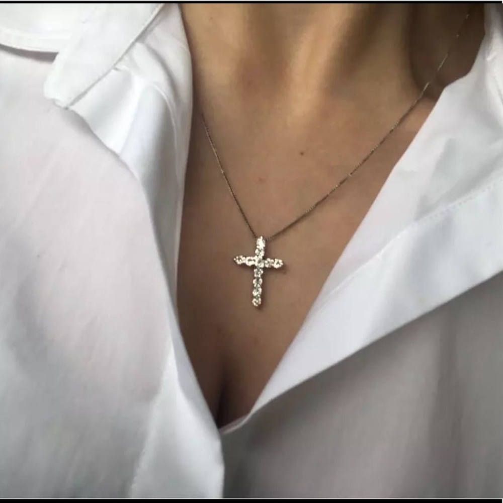 Cubic Zirconia Cross Pendant Necklace